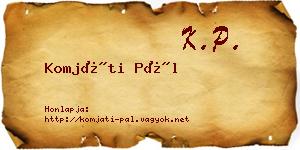 Komjáti Pál névjegykártya